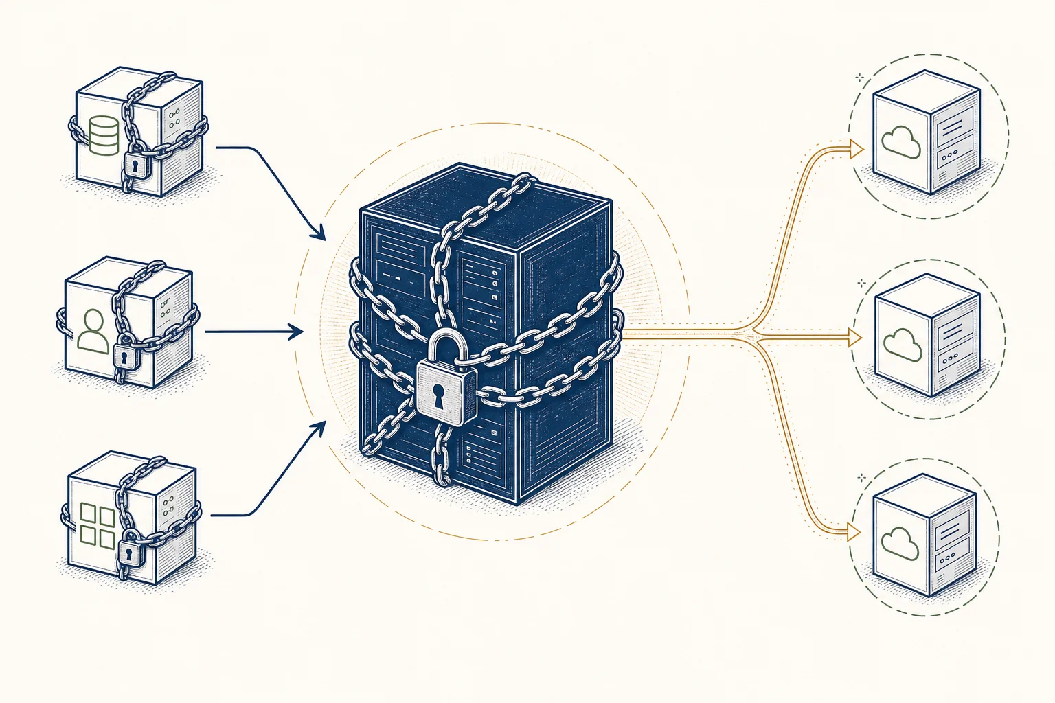Schema: Vendor-Lock-in mit zentralem Anbieter